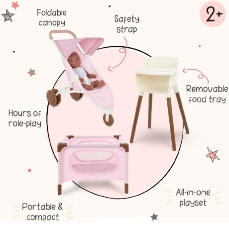 Accesorios Bebotes Setx3: Coche, cuna y silla de comer