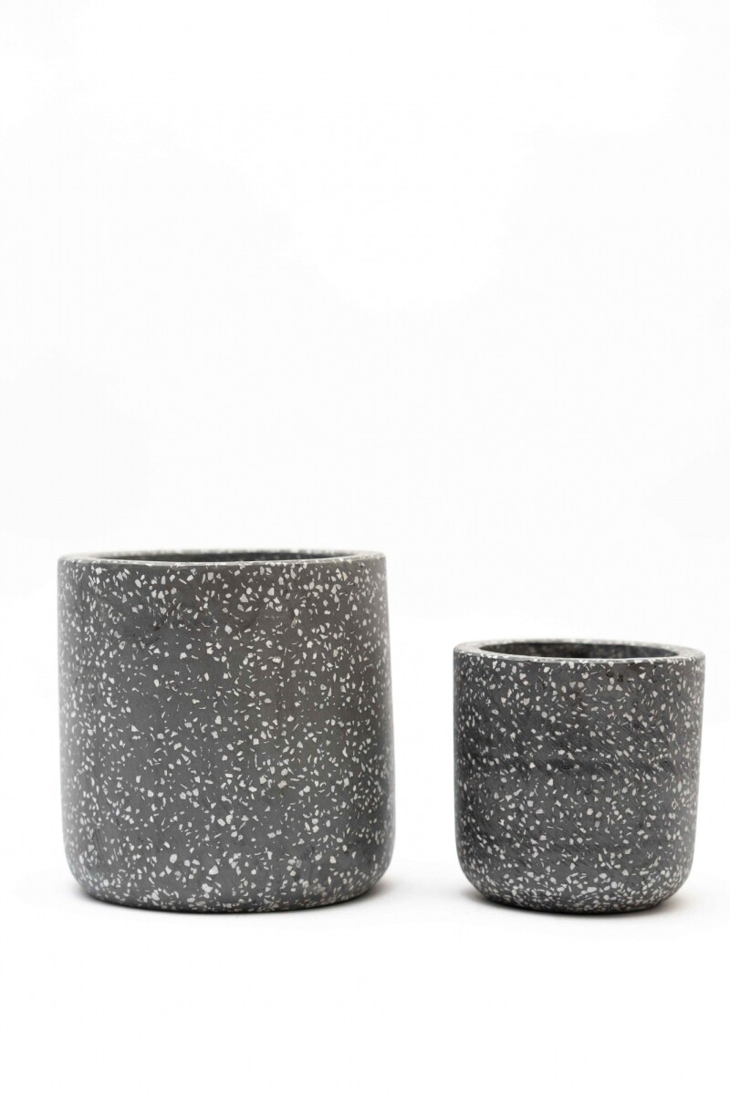 SET 2 MACETAS TERRAZO - GRIS OSCURO 