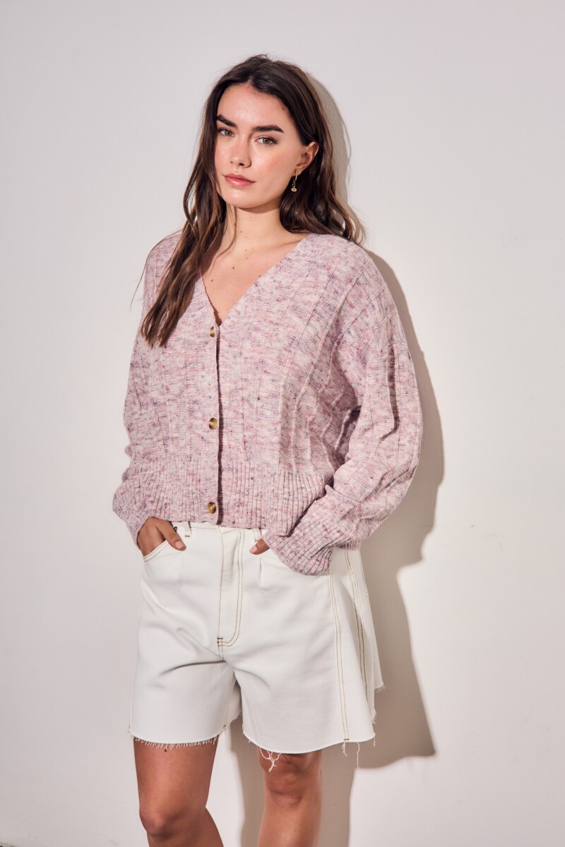 Cardigan Texturado Rosa Viejo