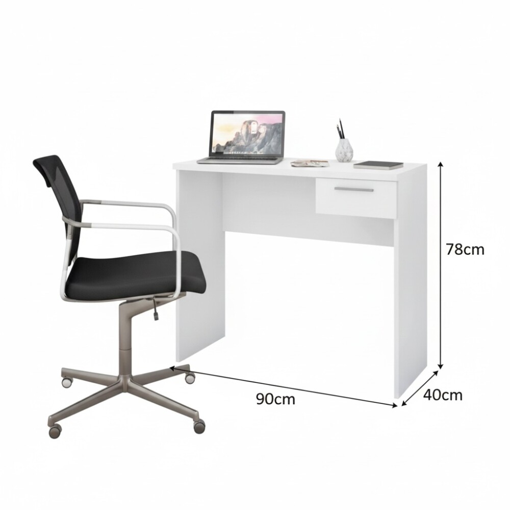 ESCRITORIO MESA PARA PC LAPTOP COMPUTADORA 1 CAJÓN BLANCO