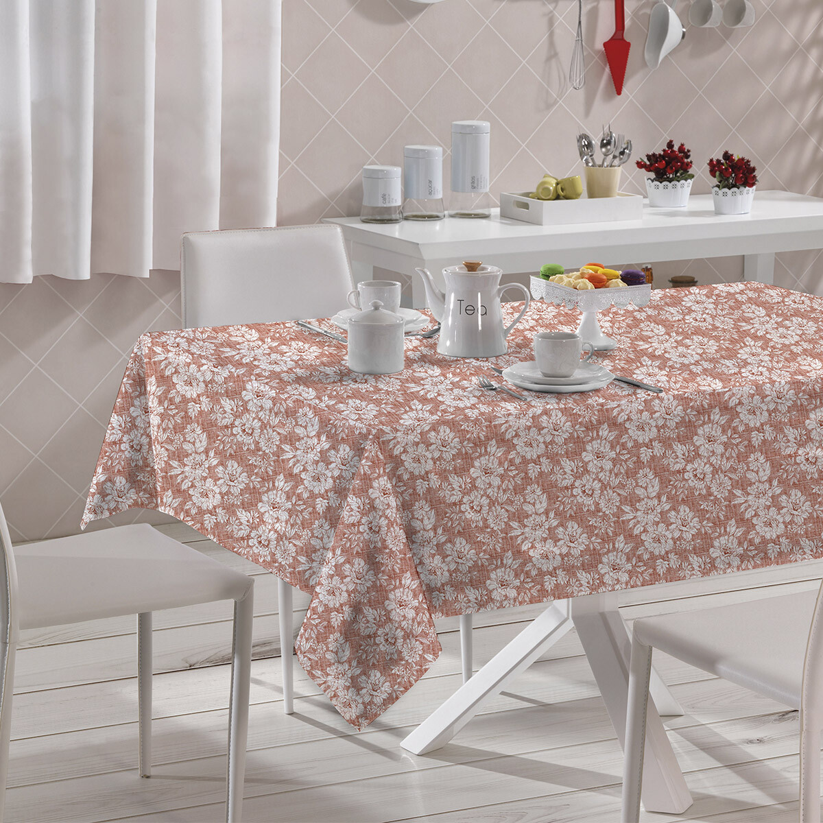 Mantel Peva Bukara 140 x 300 cm - 245 FLORES SALMON 