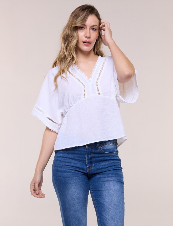 Blusa Boho Puntilla CRUDO