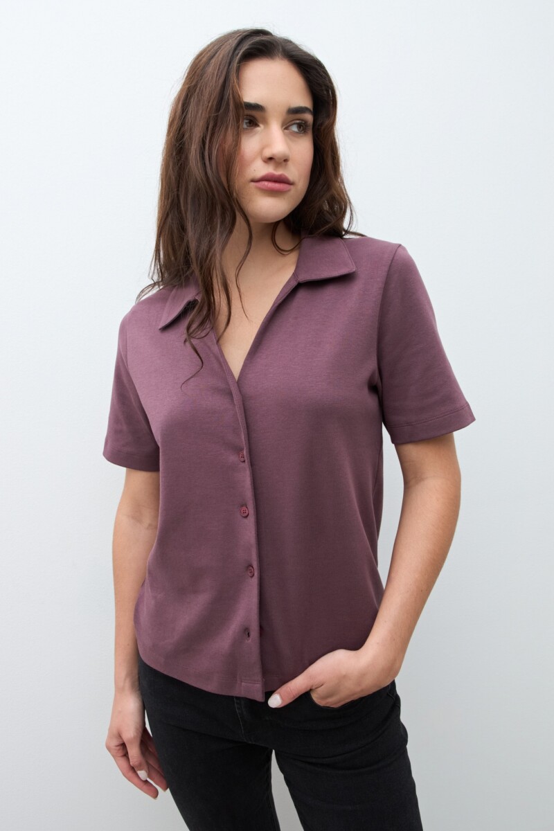 Camisa de algodón ciruela