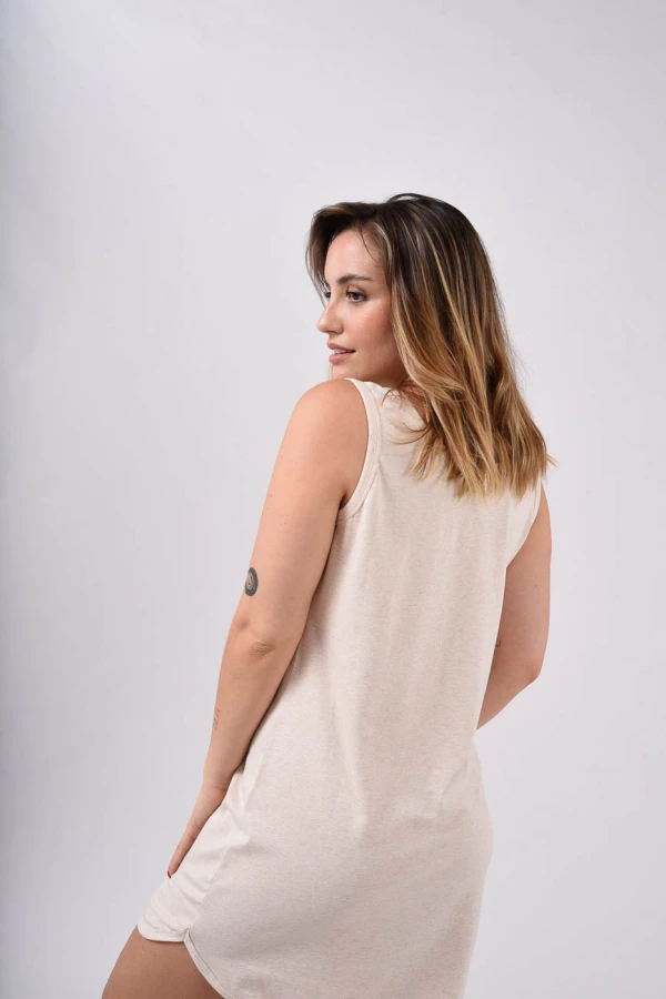 Camisón Sin Marga Con Botones Champagne