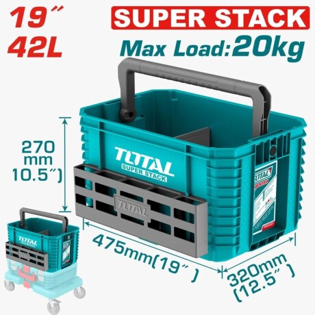 Caja plástica apilable para herramientas de 19" 42l total TPBXS104 Caja plástica apilable para herramientas de 19" 42l total TPBXS104