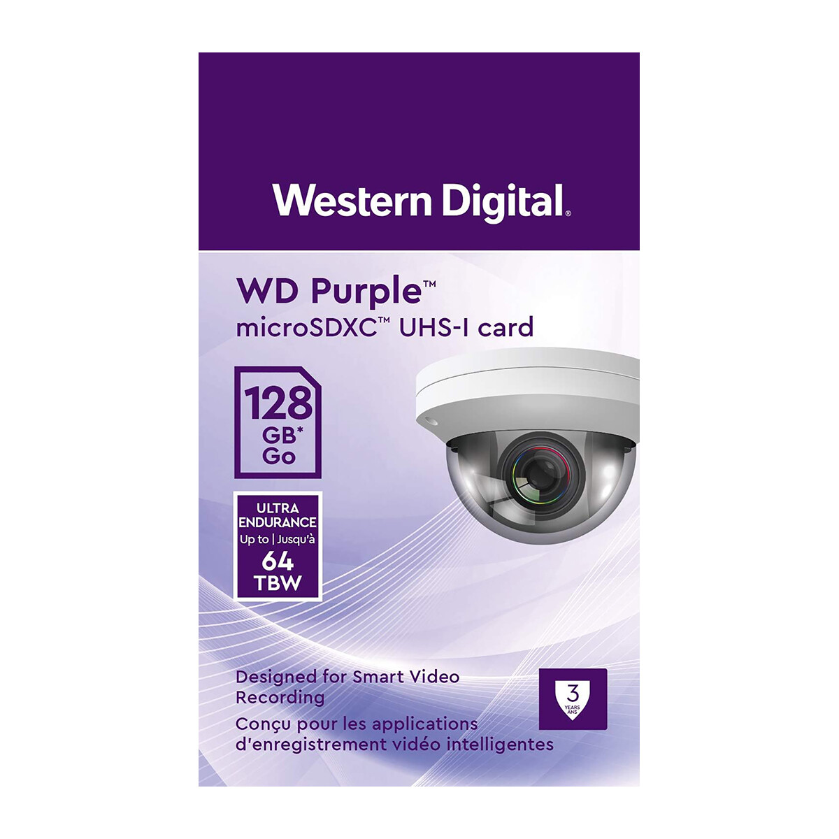 Tarjeta de Memoria microSDXC Western Digital 128GB Purple Clase 10 para Cámaras Purpura