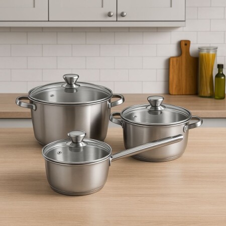 BATERIA COCINA TRAMONTINA ALLEGRA ACERO INOXIDABLE X 3 PZAS BATERIA COCINA TRAMONTINA ALLEGRA ACERO INOXIDABLE X 3 PZAS