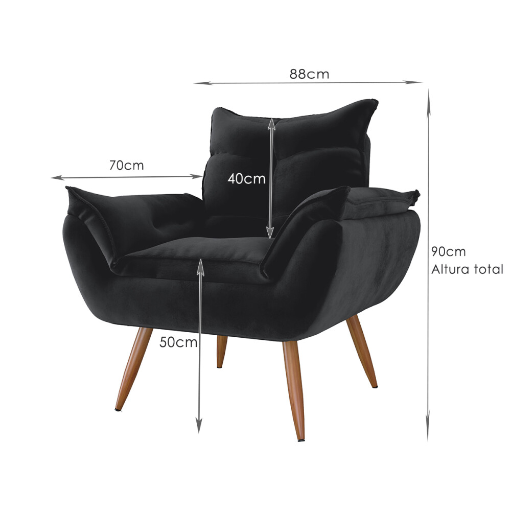 Sillón 1 cuerpo Poltrona Turin Negro