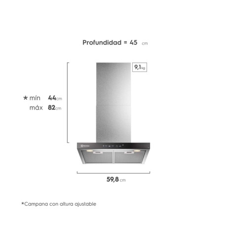 Campana Electrolux 60cm Experience con Inteligencia Artificial y Alto poder de succión