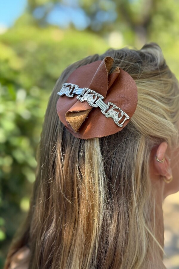 Round Leather Headpiece Camel