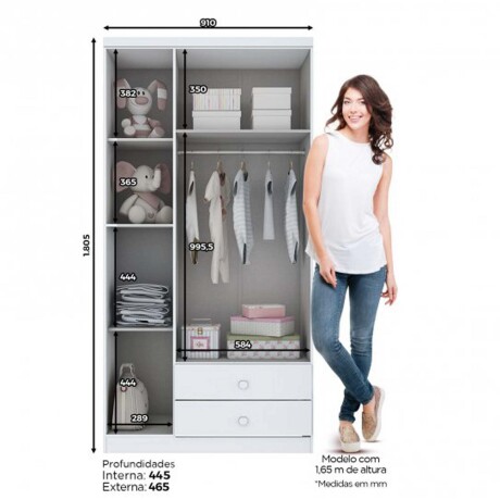 PLACARD ROPERO 4 PUERTAS MDP BLANCO RENATA