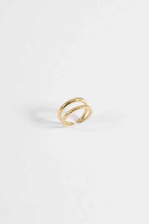 Anillo acero doble dorado