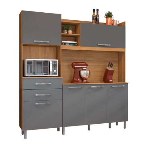 Kit de Cocina Fiorello Malibu 6 Puertas 2 Cajones Freijó Grafite Kit de Cocina Fiorello Malibu 6 Puertas 2 Cajones Freijó Grafite