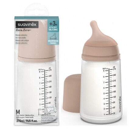 Mamadera Zero Zero 270ml c/tetina flujo medio Marron