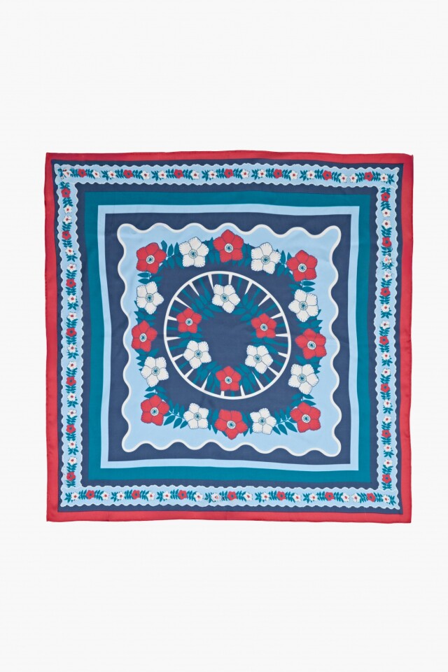 Pañuelo estampa floral nativa azul marino