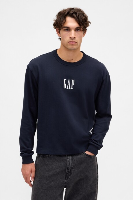 Remera Logo Gap Manga Larga Hombre New Classic Navy