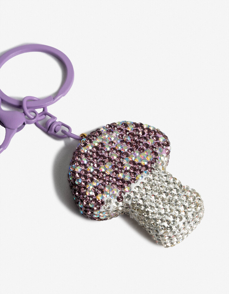 Llavero Strass Llavero Y Charm Hongo Con Strass - Combinacion Bicolor