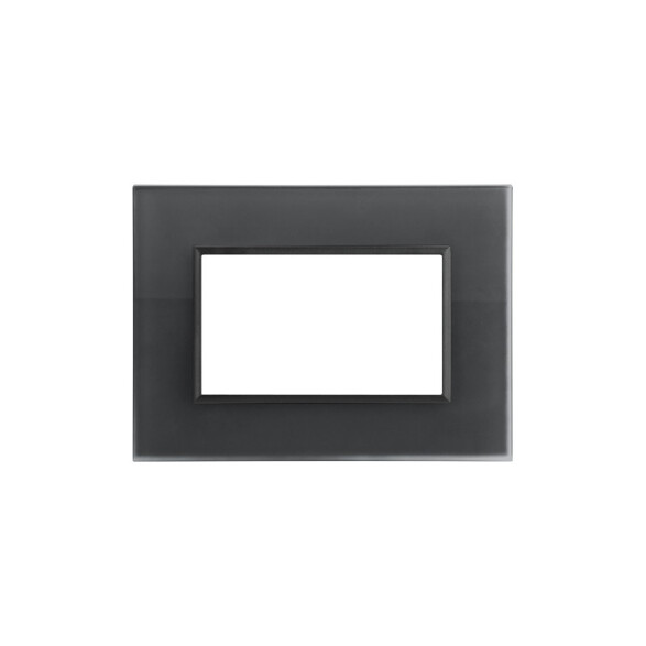 Plaqueta p/3 mód. vidrio mate negro - Duomo Flat C56568
