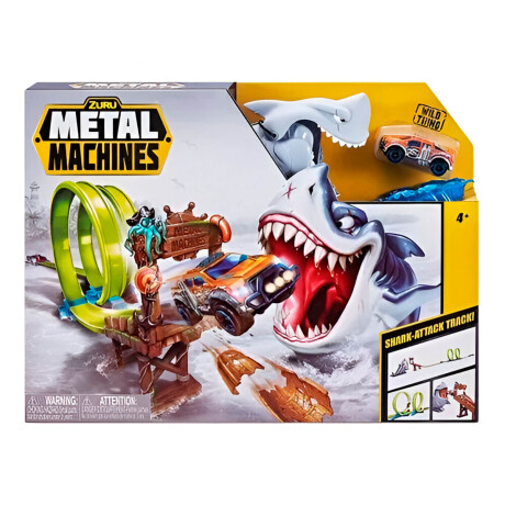 Pista Lanzador Hot Attack C/ Vehículo Metal Machines Tiburon