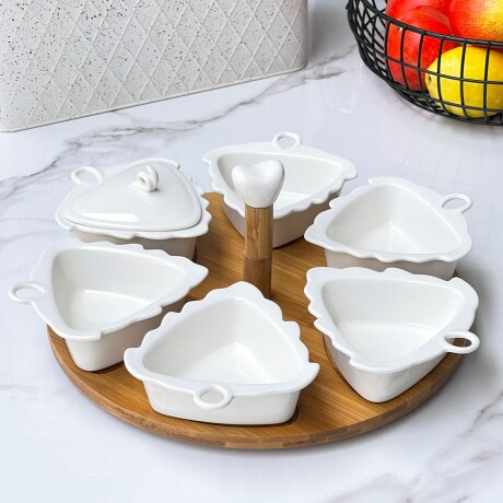 Copetineros Cerámica Base Bambú Para Picada Copetineros Cerámica Base Bambú Para Picada