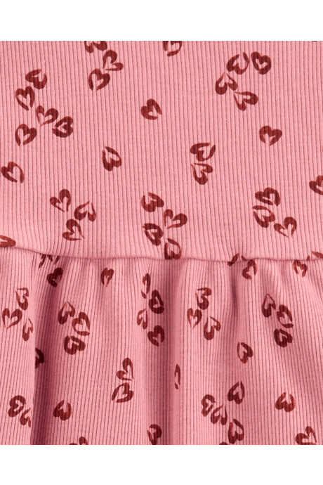 Set dos piezas de algodón acanalado, pantalón y blusa, diseño corazones Sin color