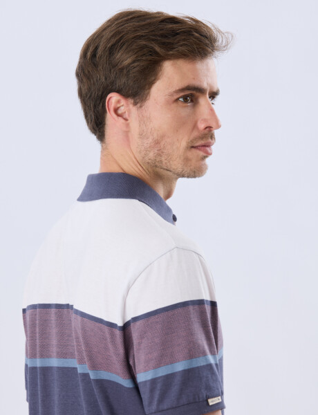 REMERA POLO RAYADA JERSEY Blanco