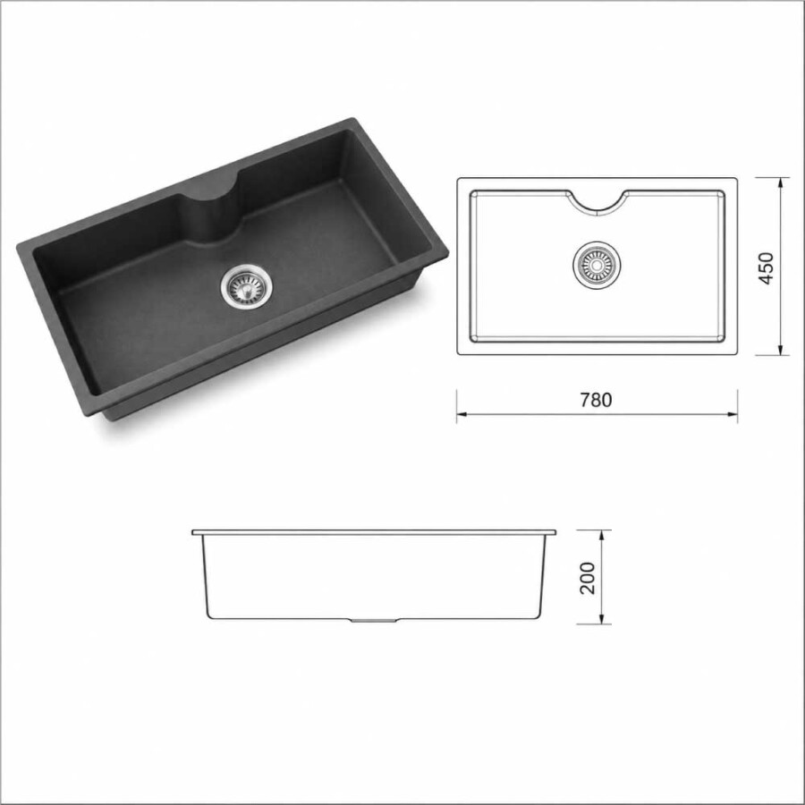 Pileta simple composite gris 78 x 45 Pileta simple composite gris 78 x 45