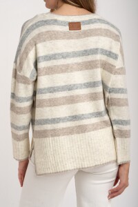 Sweater Rayado Gris Melange