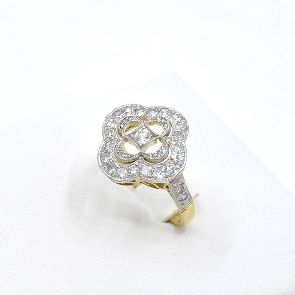 Anillo Oro 18K, Platino, Brillantes Y Diamantes Anillo Oro 18K, Platino, Brillantes Y Diamantes