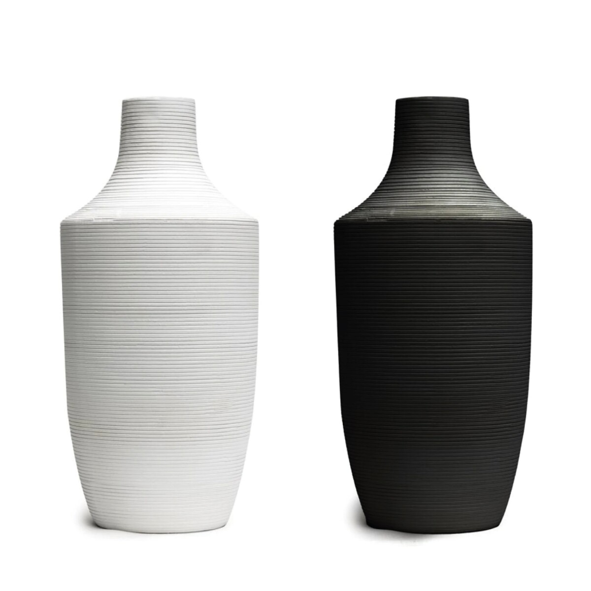 FLORERO CERAMICA D14x31CM BLANCO/NEGRO MATE 