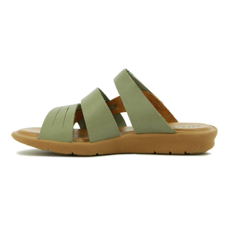 Country Sandalia Para Dama, Capellada Cuero , Suela Baja C/velcro S/ Talon Salvia-ambar