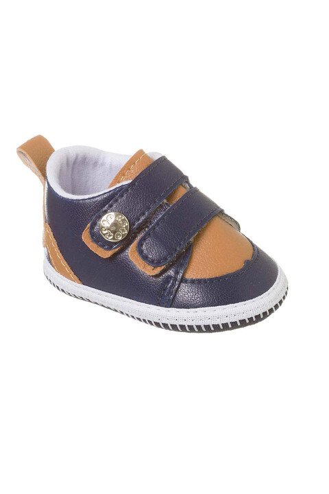 Tenis Con Dos Velcros Bebe Azul / Marron Bebe