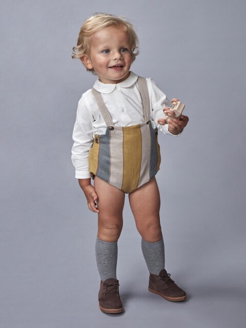 Pantalon Corto De Rayas Petroleo