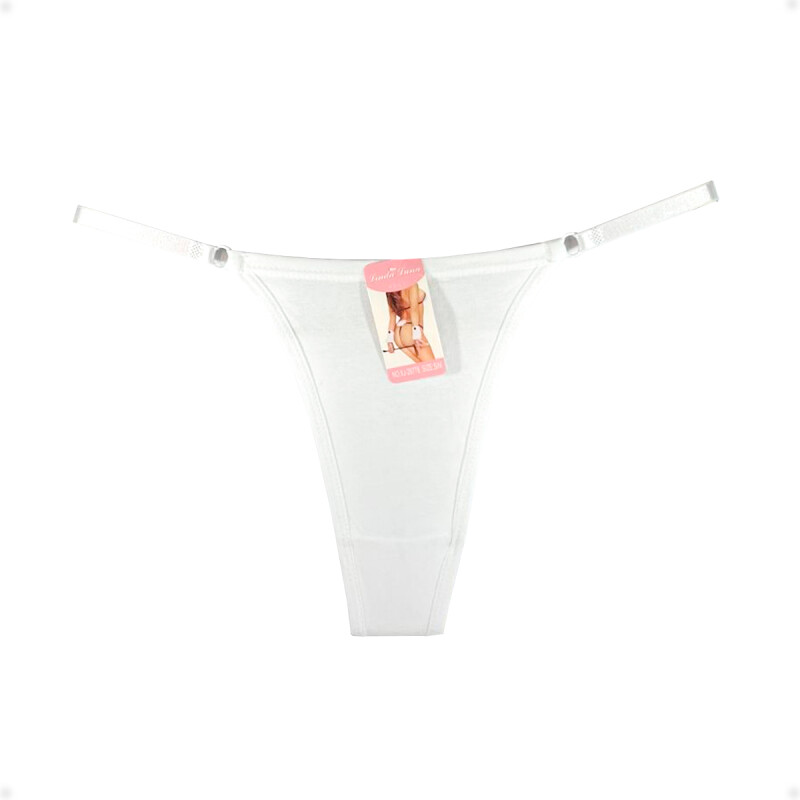 Tanga Colaless Ajustable De Encaje Trasero Blanco