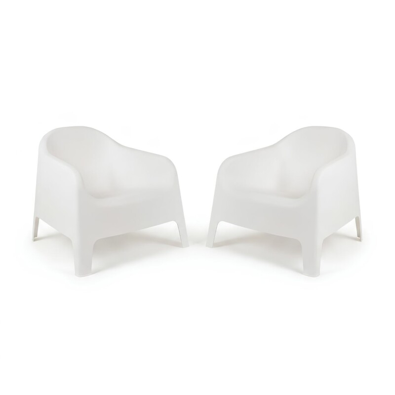 Set de 2 Silla Plastico Skarpo Jardin Liso Blanco
