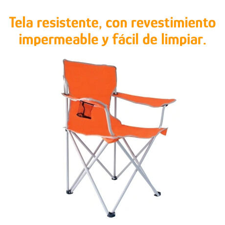 Silla Plegable Infantil 50kg Reforzada Con Portavaso Y Funda Naranja