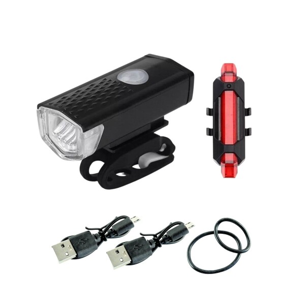 Kit Luces Led Delantera Y Trasera Bicicleta Recargable Usb Color Negro Imback Kit Luces Led Delantera Y Trasera Bicicleta Recargable Usb Color Negro Imback