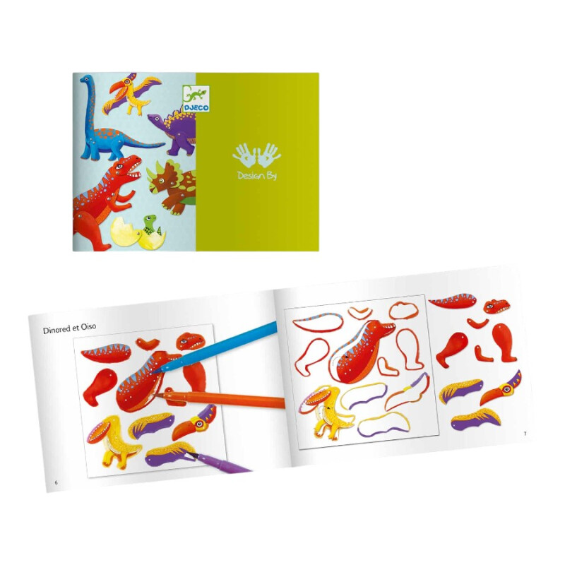 Títeres para Colorear Dinosaurios Djeco Títeres para Colorear Dinosaurios Djeco