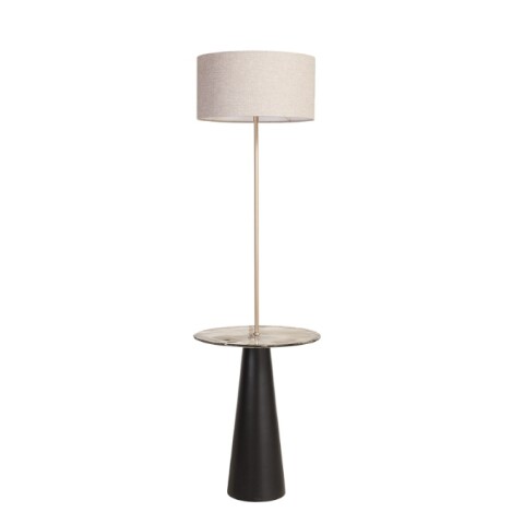 VELADOR DE PIE CON MESADA VIDRIO E27 PANTALLA BEIGE VELADOR DE PIE CON MESADA VIDRIO E27 PANTALLA BEIGE