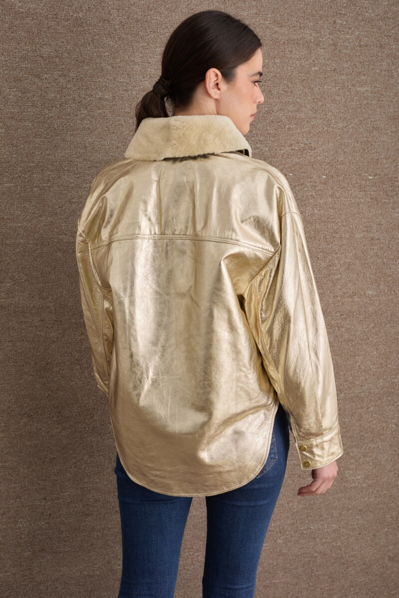 CAMISA COURO METALIZADO SS24 Champagne