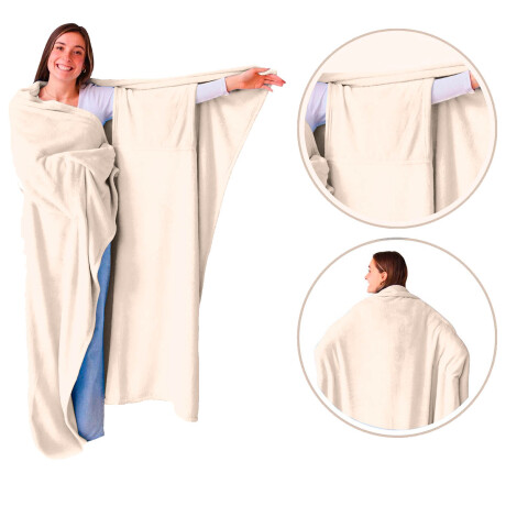 Manta Pijama Polar Manga Bolsillo Suave 185x175cm Kaki