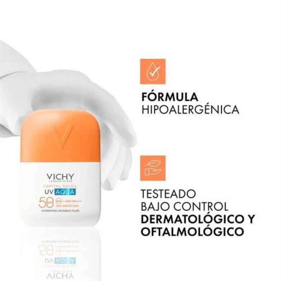 Protector Solar Facial UV Aqua Fluido Hidratante FPS 50 50 ml - Vichy Protector Solar Facial UV Aqua Fluido Hidratante FPS 50 50 ml - Vichy