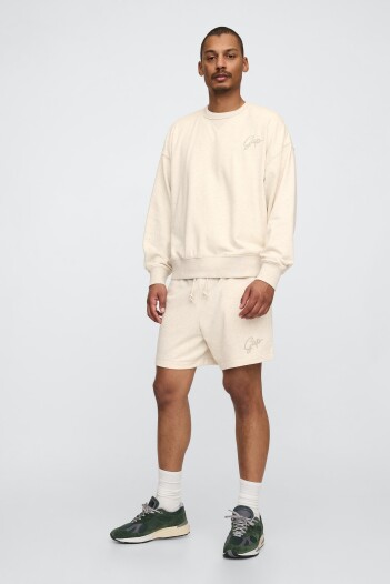 Short Deportivo Sin Felpa Logo Gap Hombre Oatmeal Heather