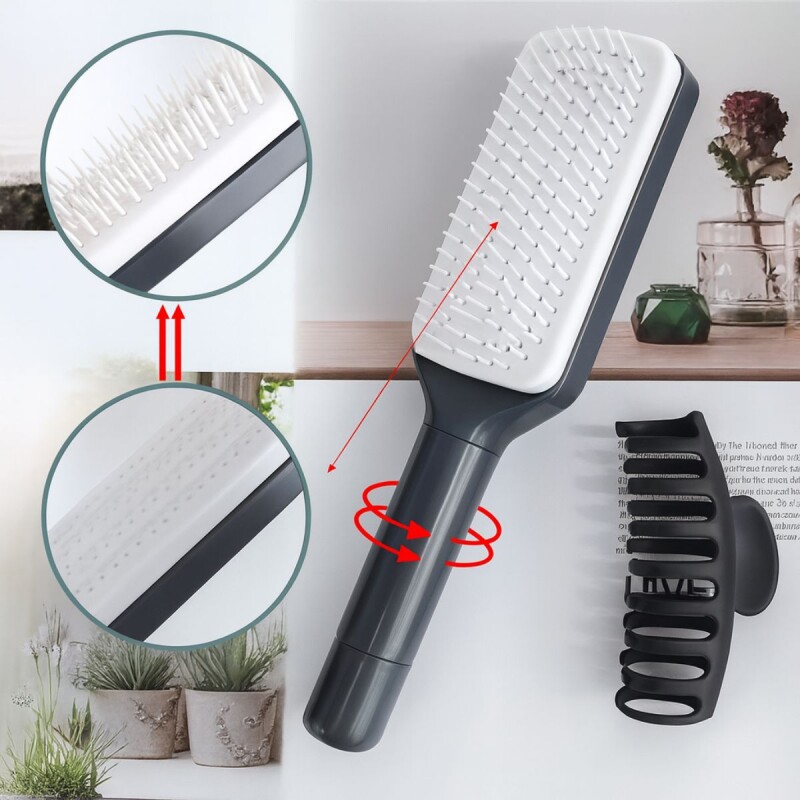 Cepillo De Pelo Autolimpiante Retráctil Remover Cabello Azul oscuro