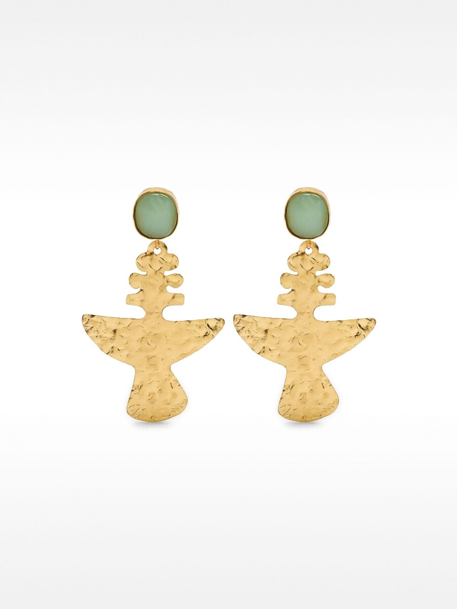 Pendientes De Brass Con Piedra dorado