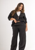 Conjunto blazer y palazo 100% lino Made in Italy Negro