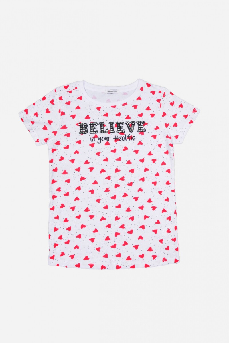 T-Shirt con diseño BLANCO Y ROJO