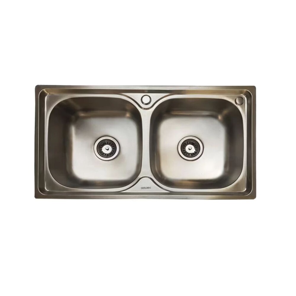 Pileta doble cocina acero inox. 304 78x43x21 cm con valvula Pileta Doble Cocina Acero Inox. 304 78x43x21 Cm Con Valvula