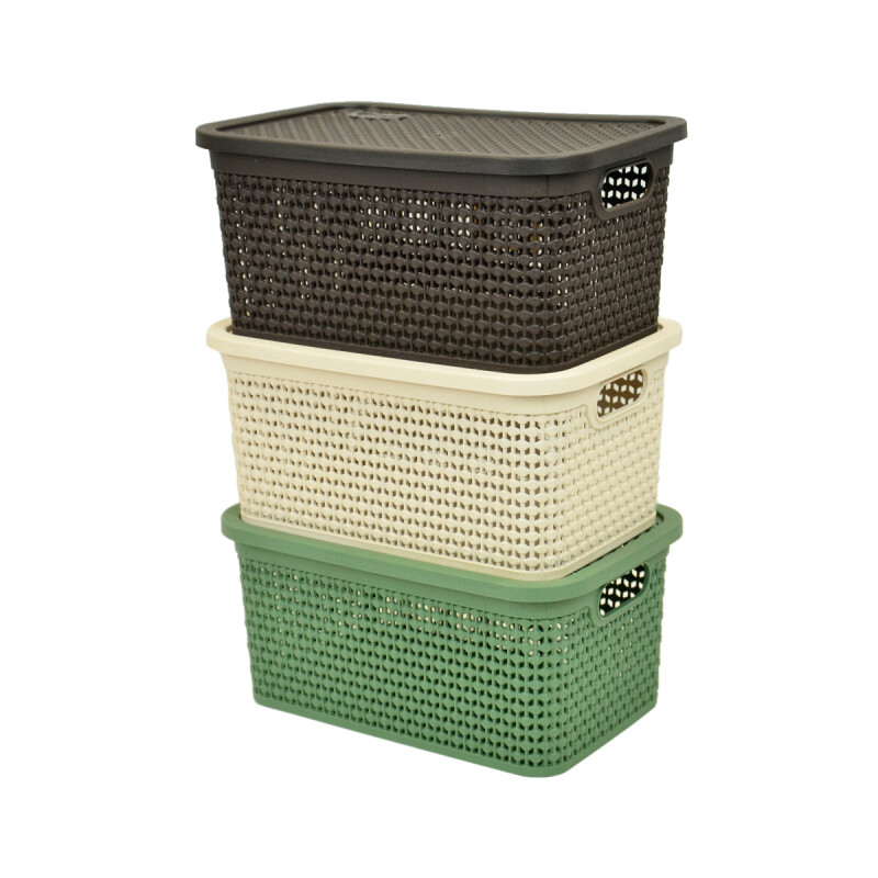 Set x2 Caja simil ratán 4 lts BEIGE