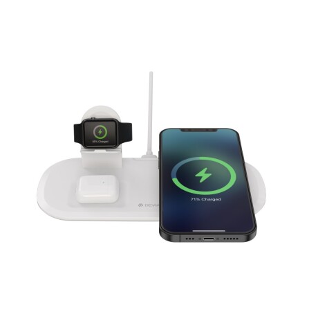 WIRELESS CHARGER 3 IN 1 15W DEVIA FOR IPHONE / WATCH / EARPHONE V5 White